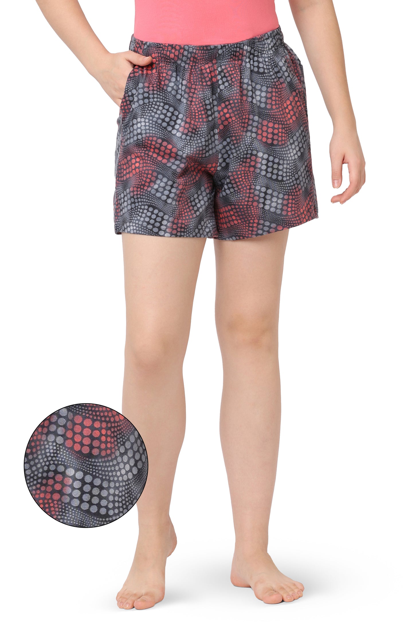 POLKA DOT PRINTED COTTON NIGHT SHORTS
