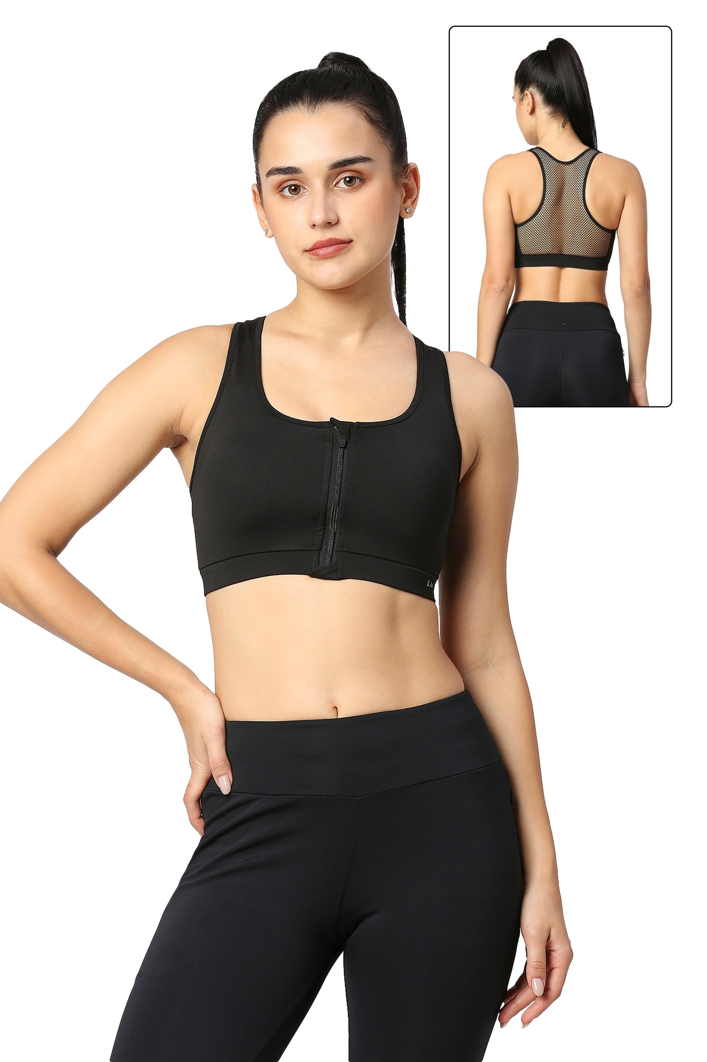 TRAIN X - FRONT ZIP MESH RACER BACK SPORTS BRA