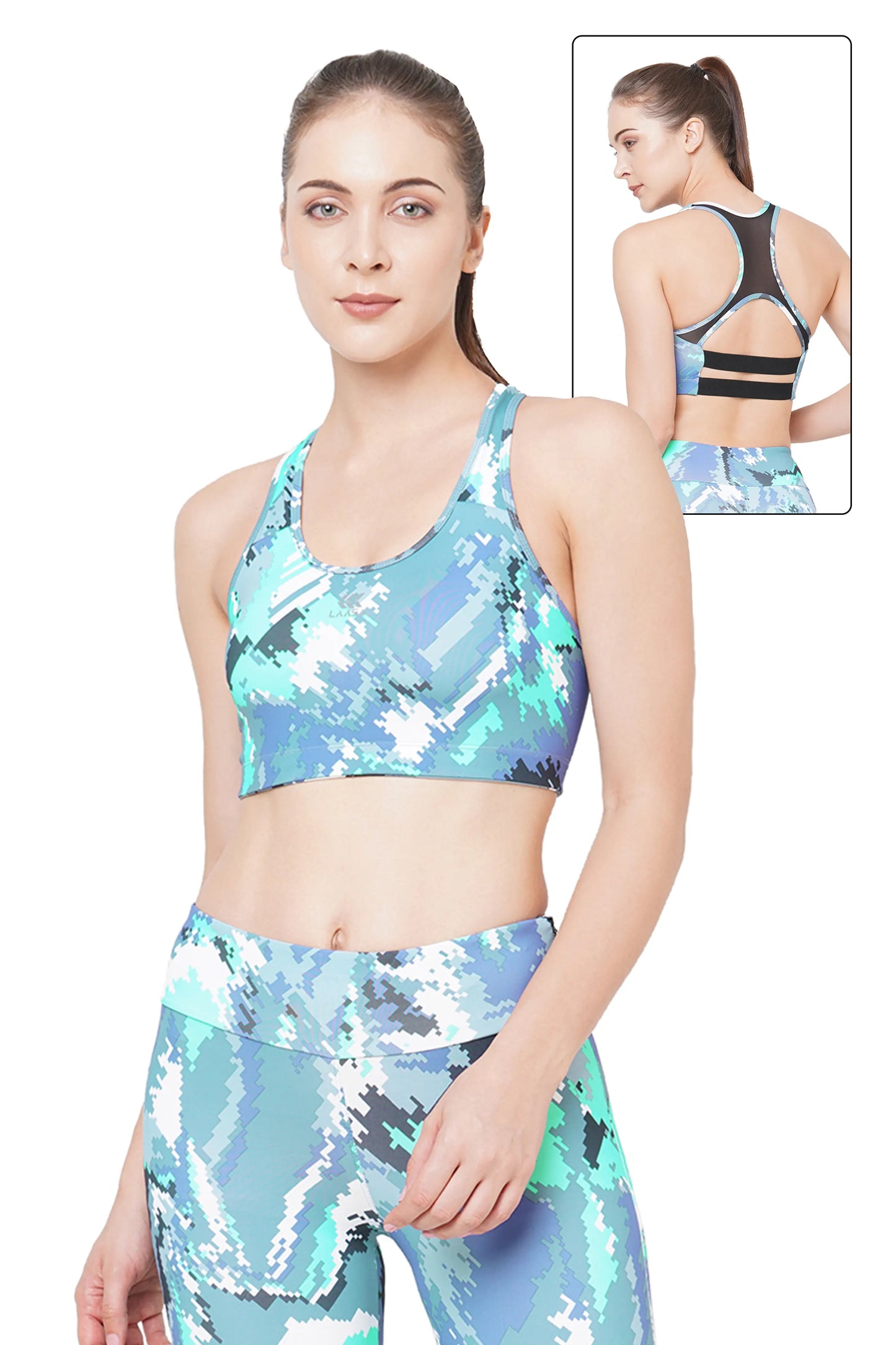 JUST-DRY HIGH IMPACT CAMO PRINT RUNNING SPORTS BRA