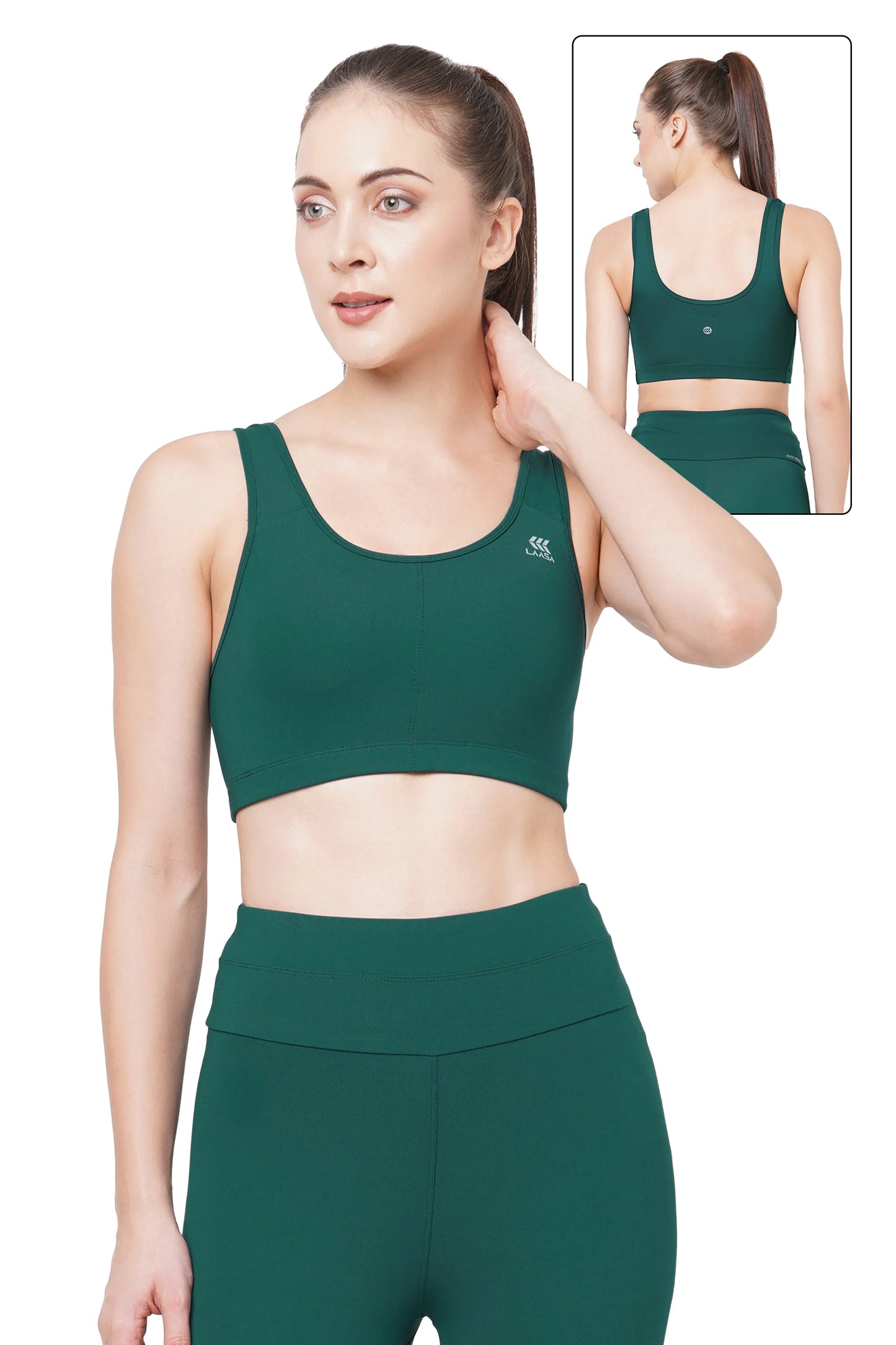 JUST-DRY DEEP SEA GREEN FULL COVERAGE SLIP ON ESSENTIAL SPORTS BRA