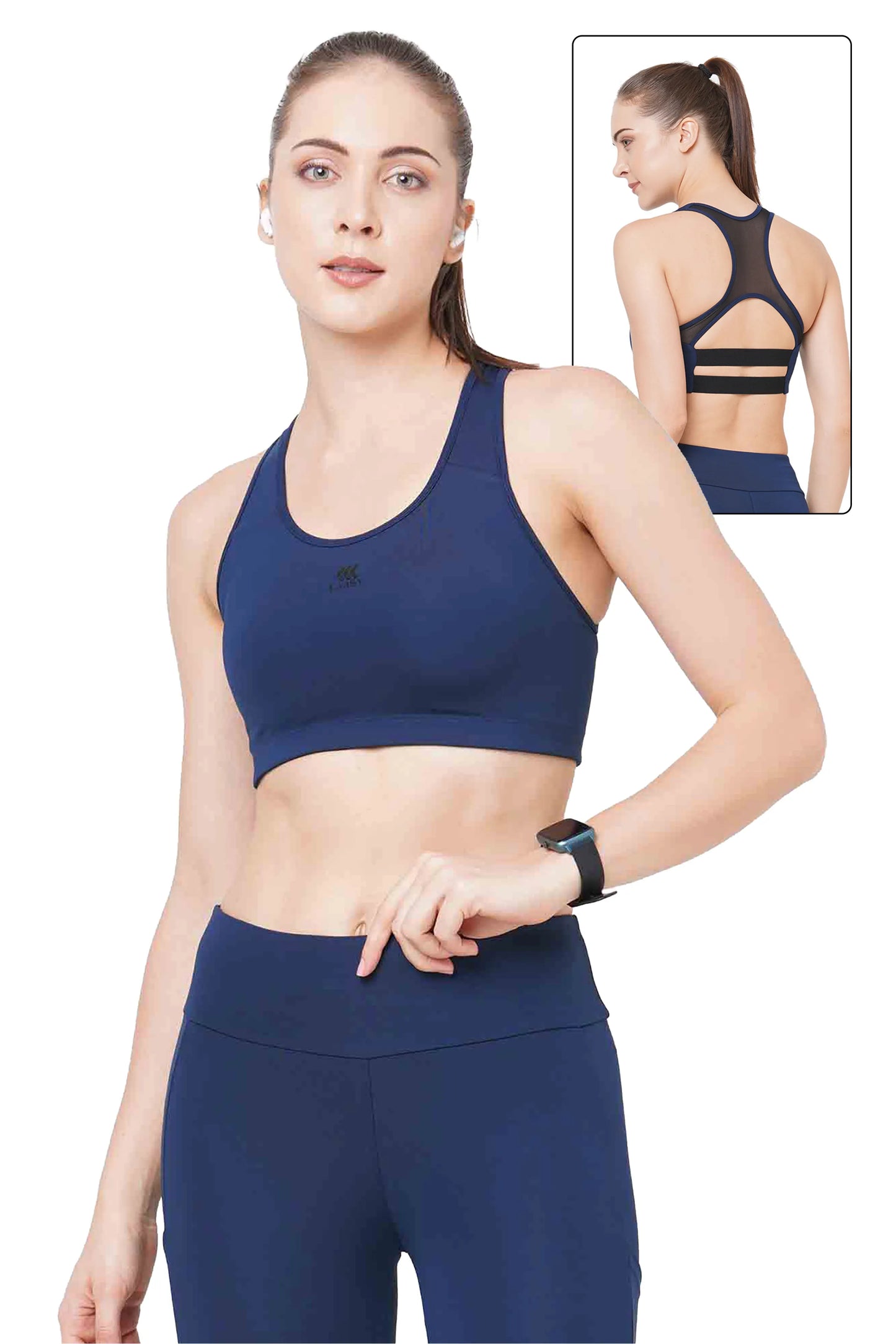 JUST-DRY MARINE BLUE HIGH IMPACT PERFORMANCE MESH SPORTS BRA
