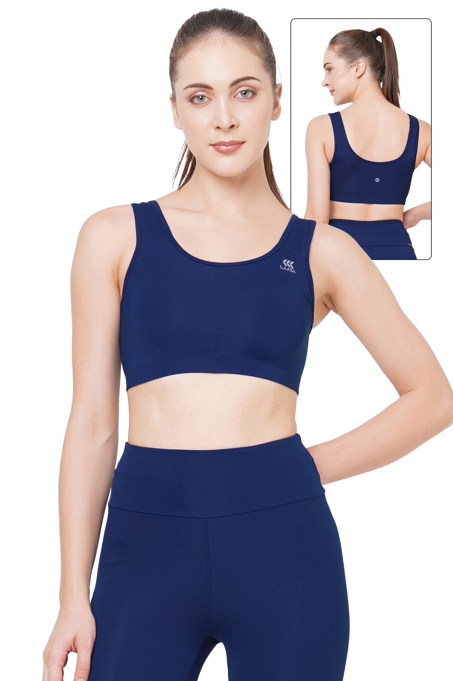 JUST-DRY NAVY BLUE FULL COVERAGE SLIP ON ESSENTIAL SPORTS BRA