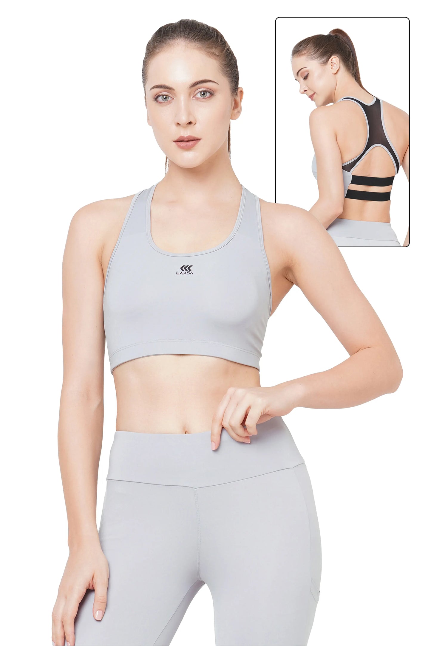 JUST-DRY QUILL GREY HIGH IMPACT PERFORMANCE MESH SPORTS BRA
