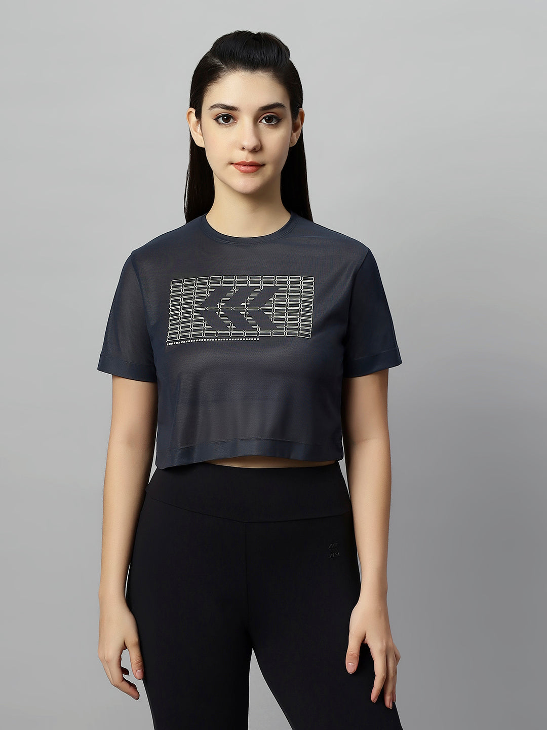 PRINTED MESH - SHEER CROP TOP
