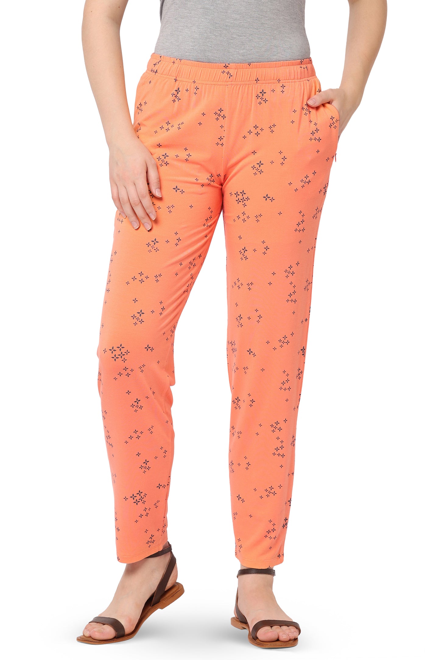 WOMEN'S PRINTED VISCOSE PYJAMAS WITH ZIP POCKETS