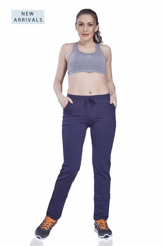 WOMEN'S SOLID REGULAR FIT ENRICH COTTON TRACK PANT