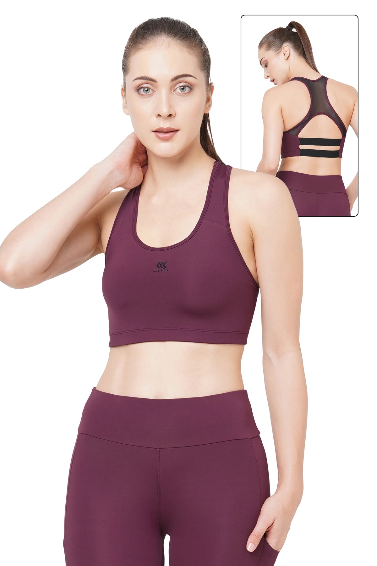 Wine Stylish Back Sports Bra for Women