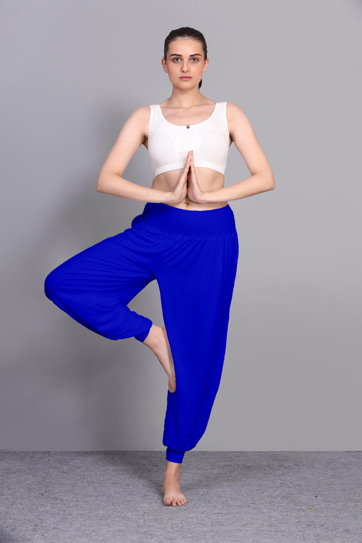 WOMEN SOLID SMOCKED WAIST BOHO HAREM PANTS