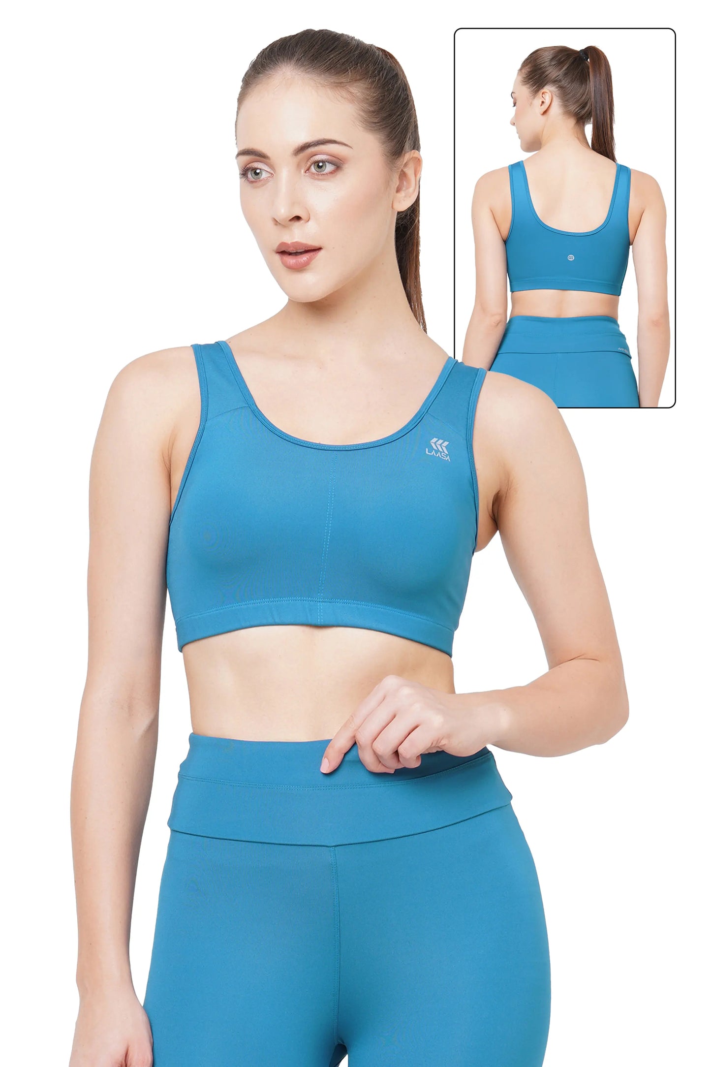 JUST-DRY ALGIERS BLUE FULL COVERAGE SLIP ON ESSENTIAL SPORTS BRA