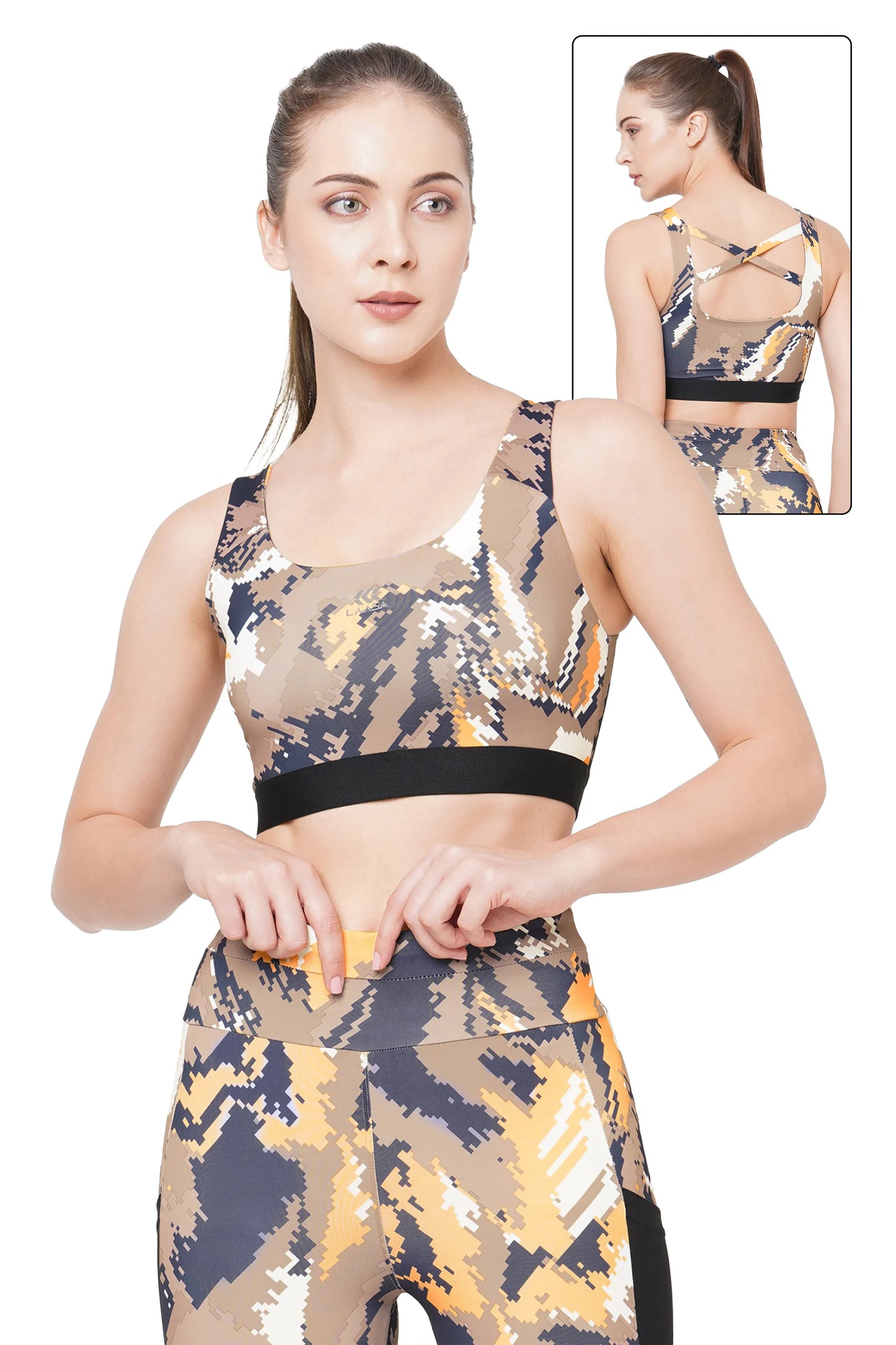 JUST-DRY CAMOUFLAGE PRINT X-BACK TRAINING SPORTS BRA