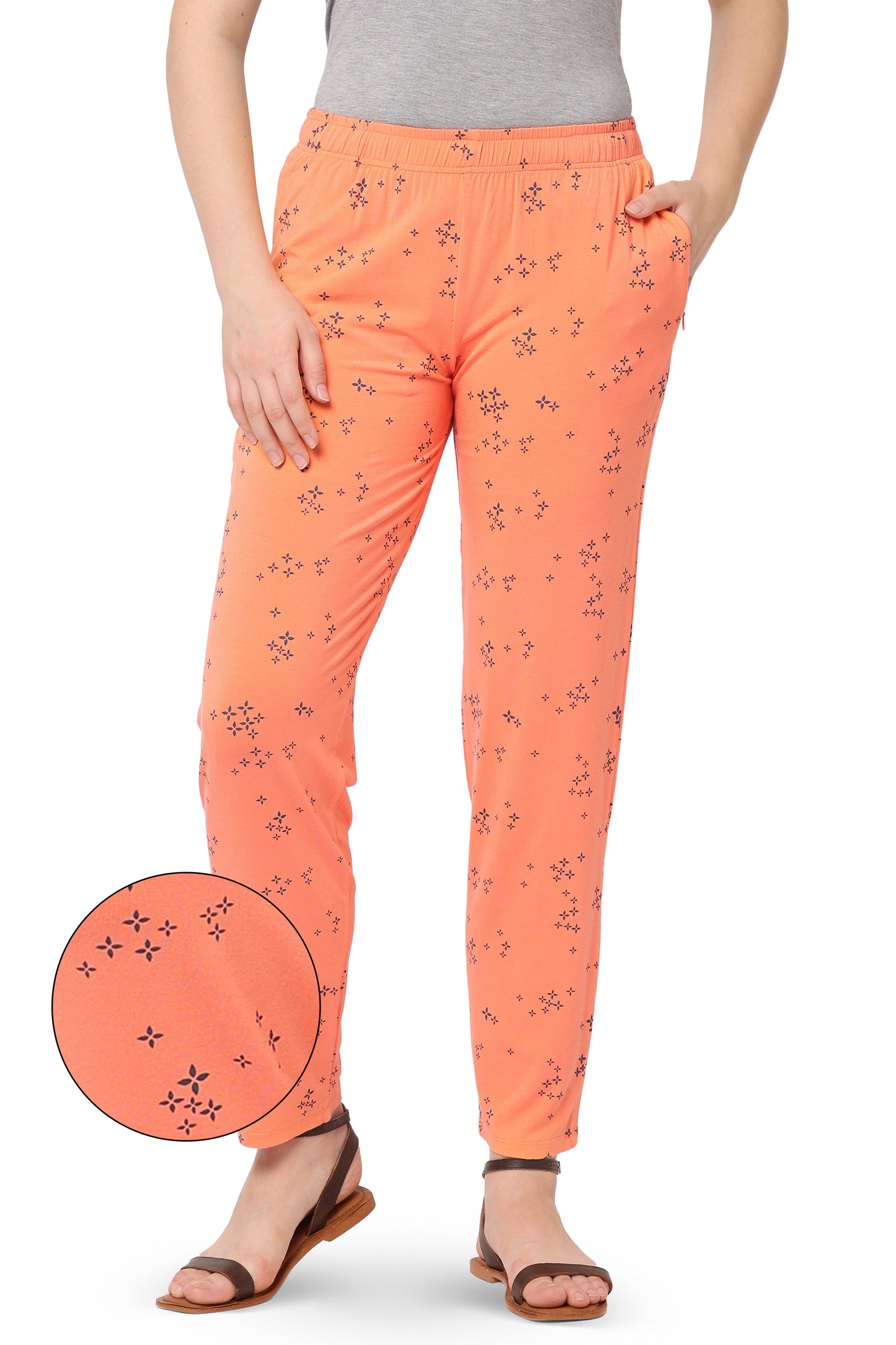 WOMEN'S PRINTED VISCOSE PYJAMAS WITH ZIP POCKETS