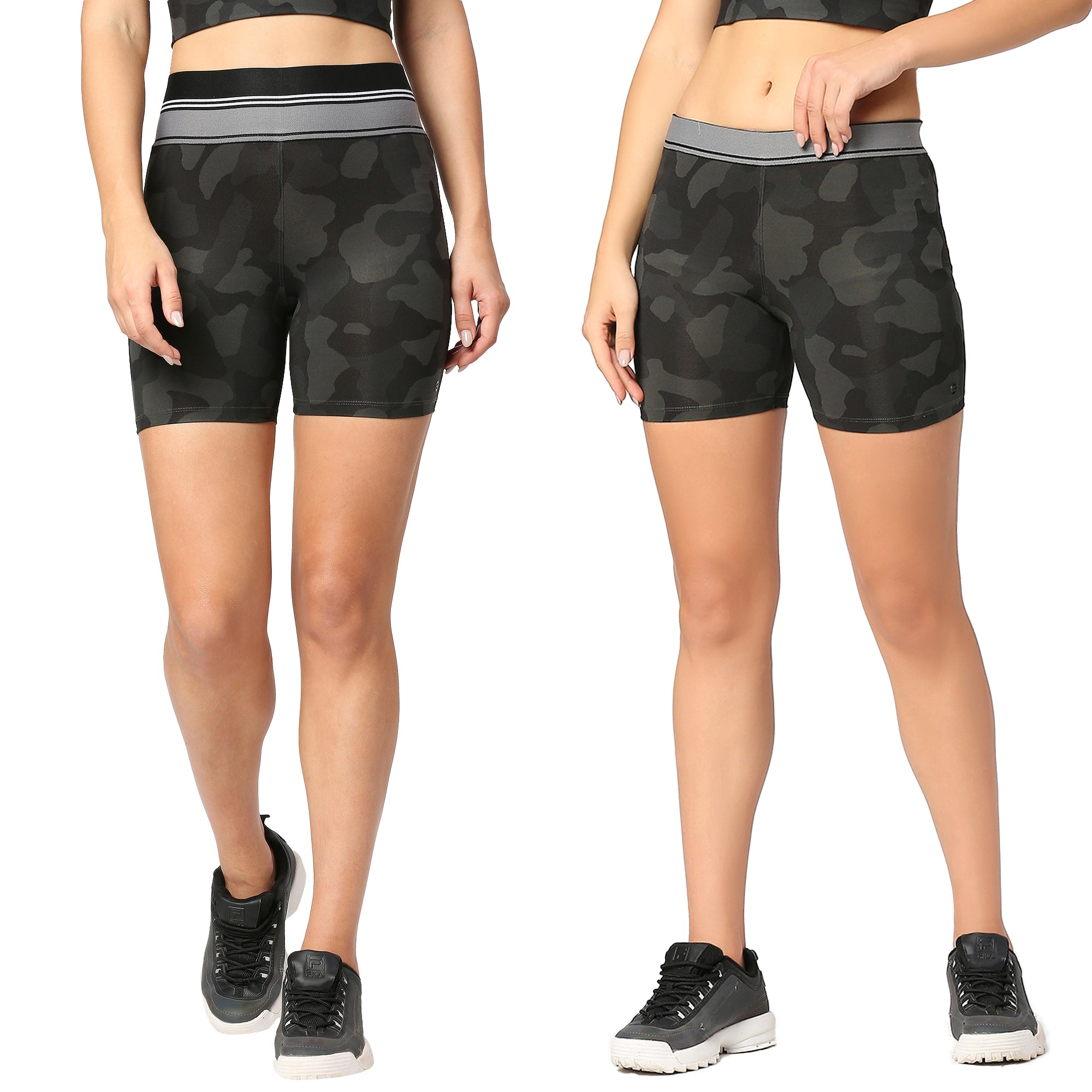 HIGH WAIST CAMO PRINT GYM SHORTS