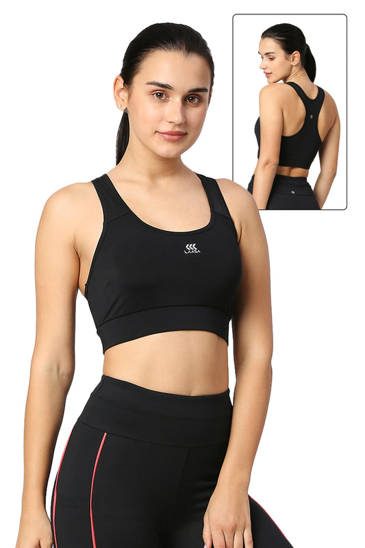 black color running and gym sports bra for women and girls
