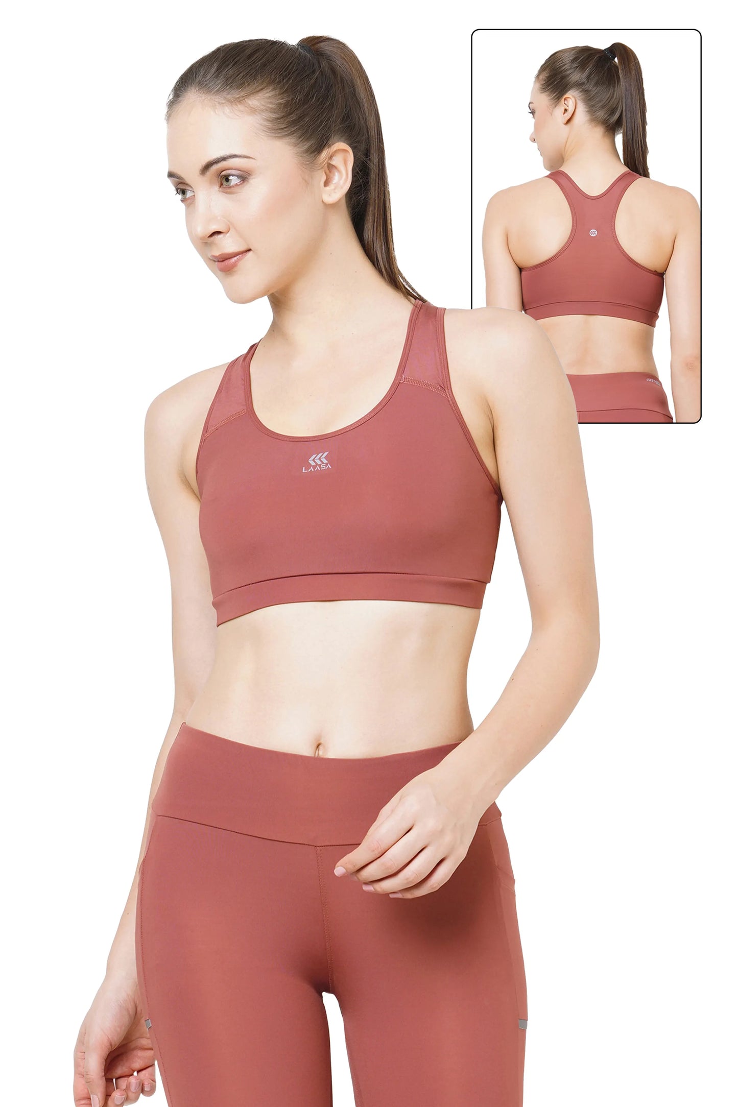 JUST-DRY Copper Brown High Impact Hit Compression Sports Bra for Women –  Laasa Sports