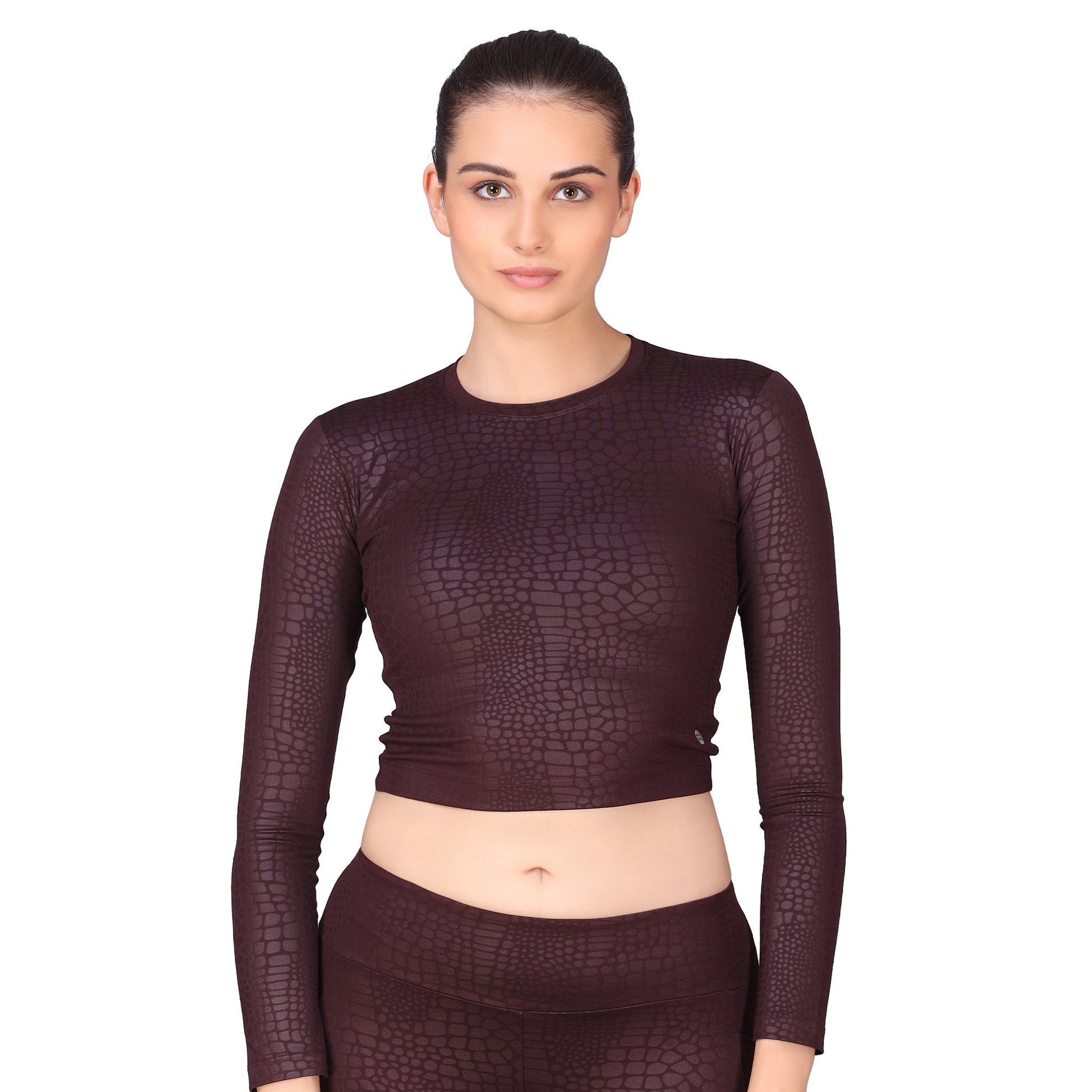 Long Sleeve Seamless V-Neck Crop Top