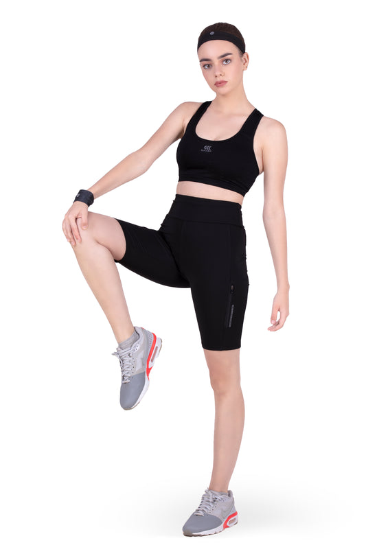 HIGH-WAIST SOLID WORKOUT SHORTS