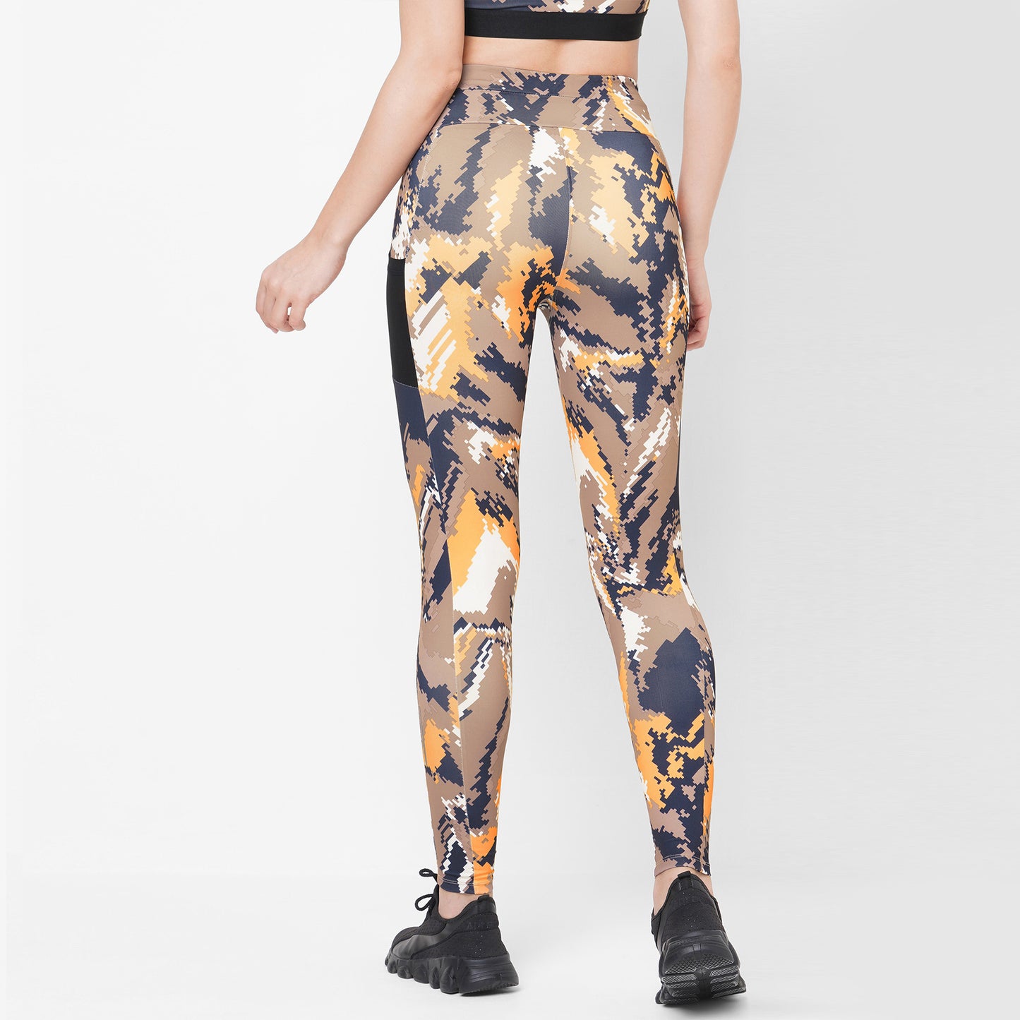JUST-DRY 7/8 High Waist Camo Printed Workout Tights for Women