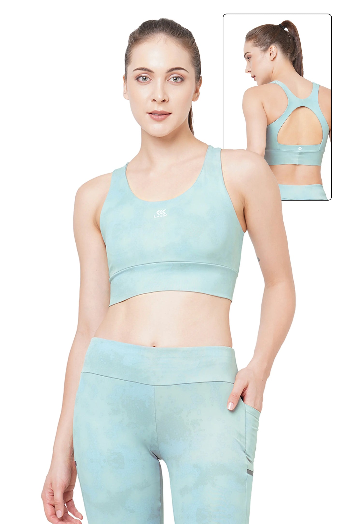 JUST-DRY EARTHY PRINTED HIGH IMPACT WORKOUT SPORTS BRA