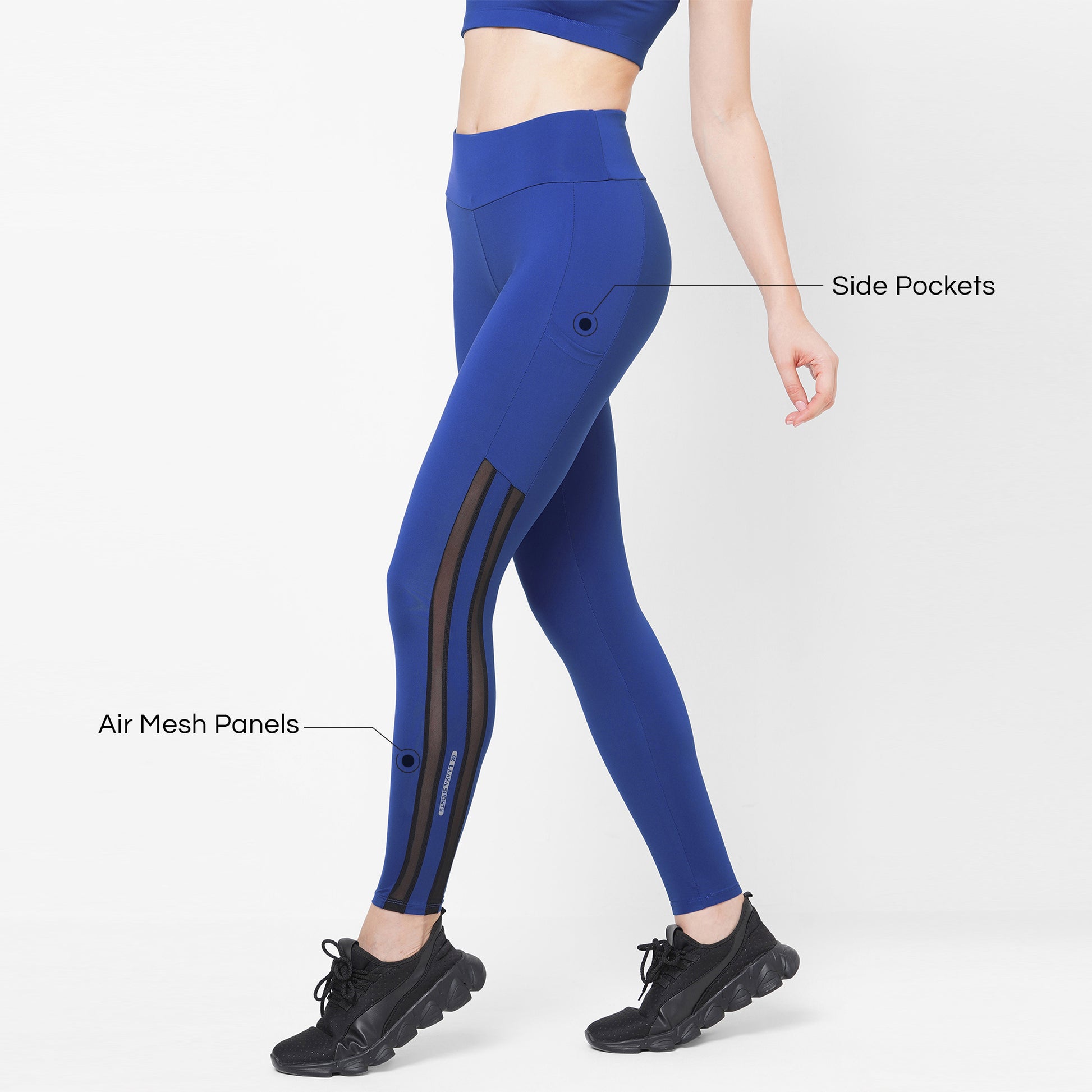 Womens NEW Leggings with Mesh Panel and Stripes Airy Sports Activewear  Pants G33