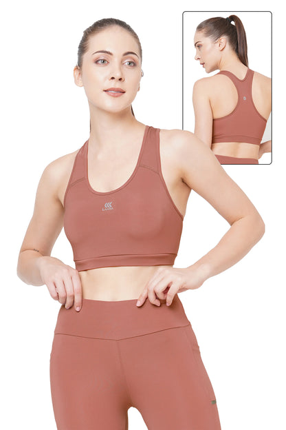 JUST-DRY NATURAL TAN HIGH IMPACT HIIT COMPRESSION SPORTS BRA