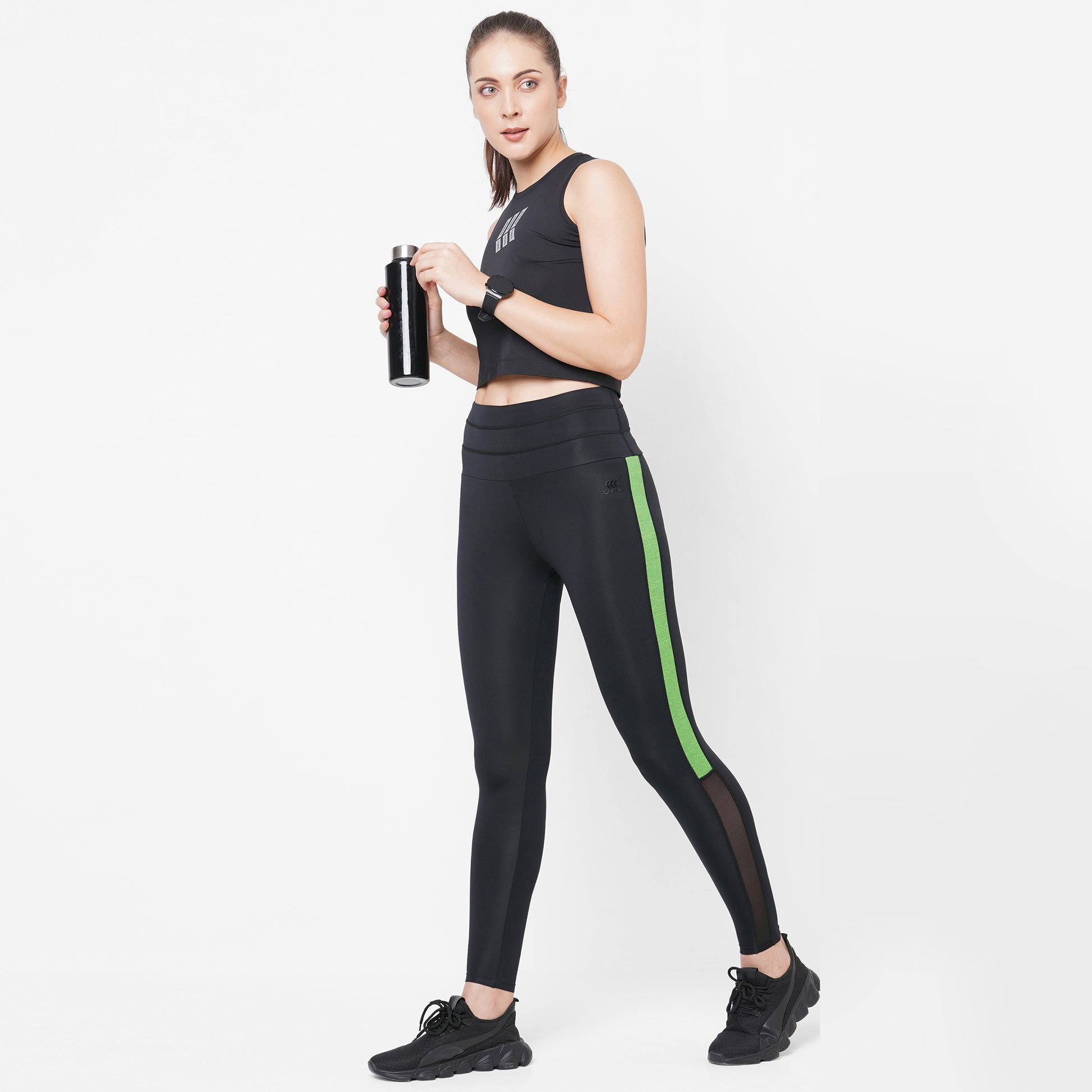 JUST-DRY Light Almond 7/8 High Waist Running Tights for Women – Laasa Sports