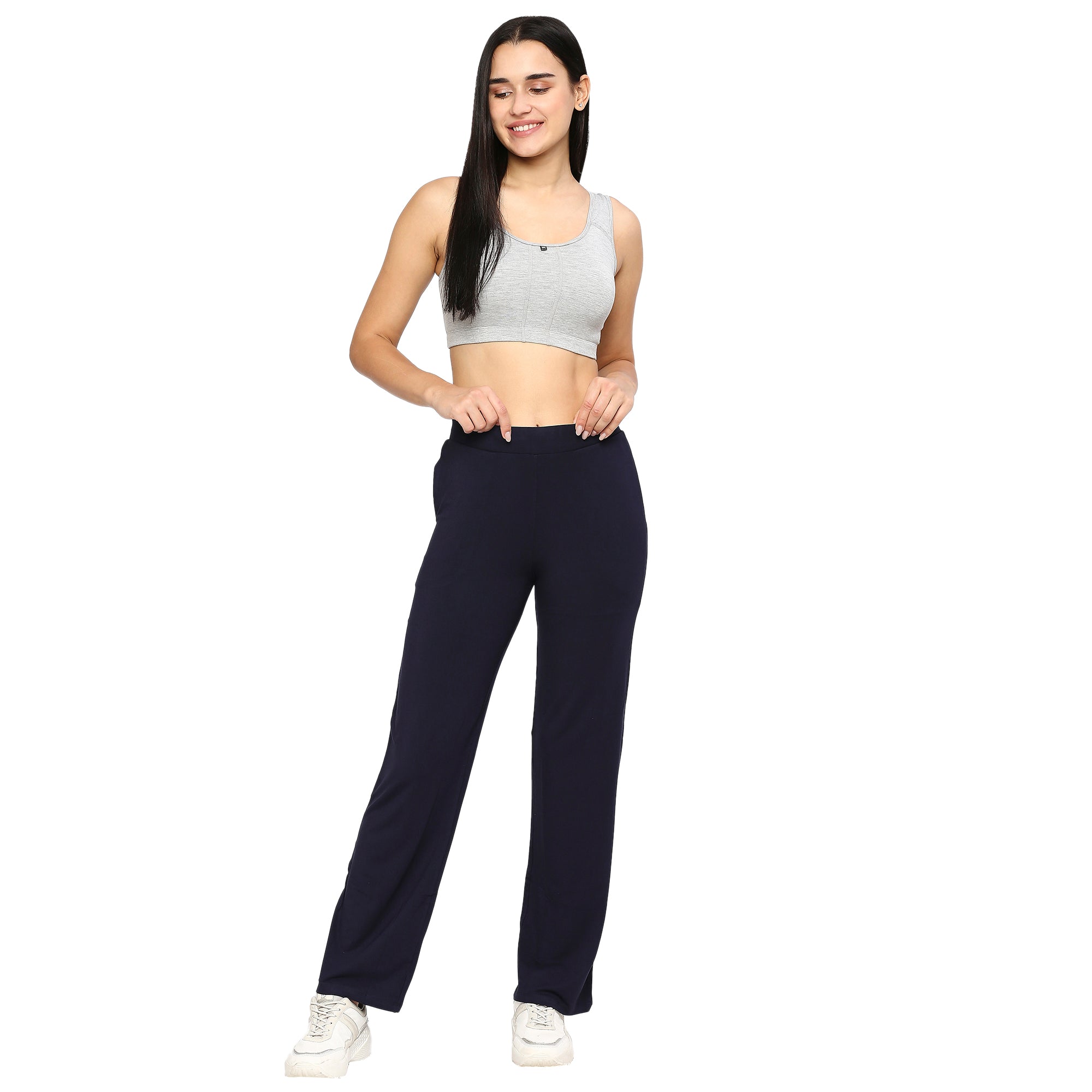 Jeans & Trousers | Black High Waisted Parallel Trouser for women | Waist 33  | POLYESTER | Freeup
