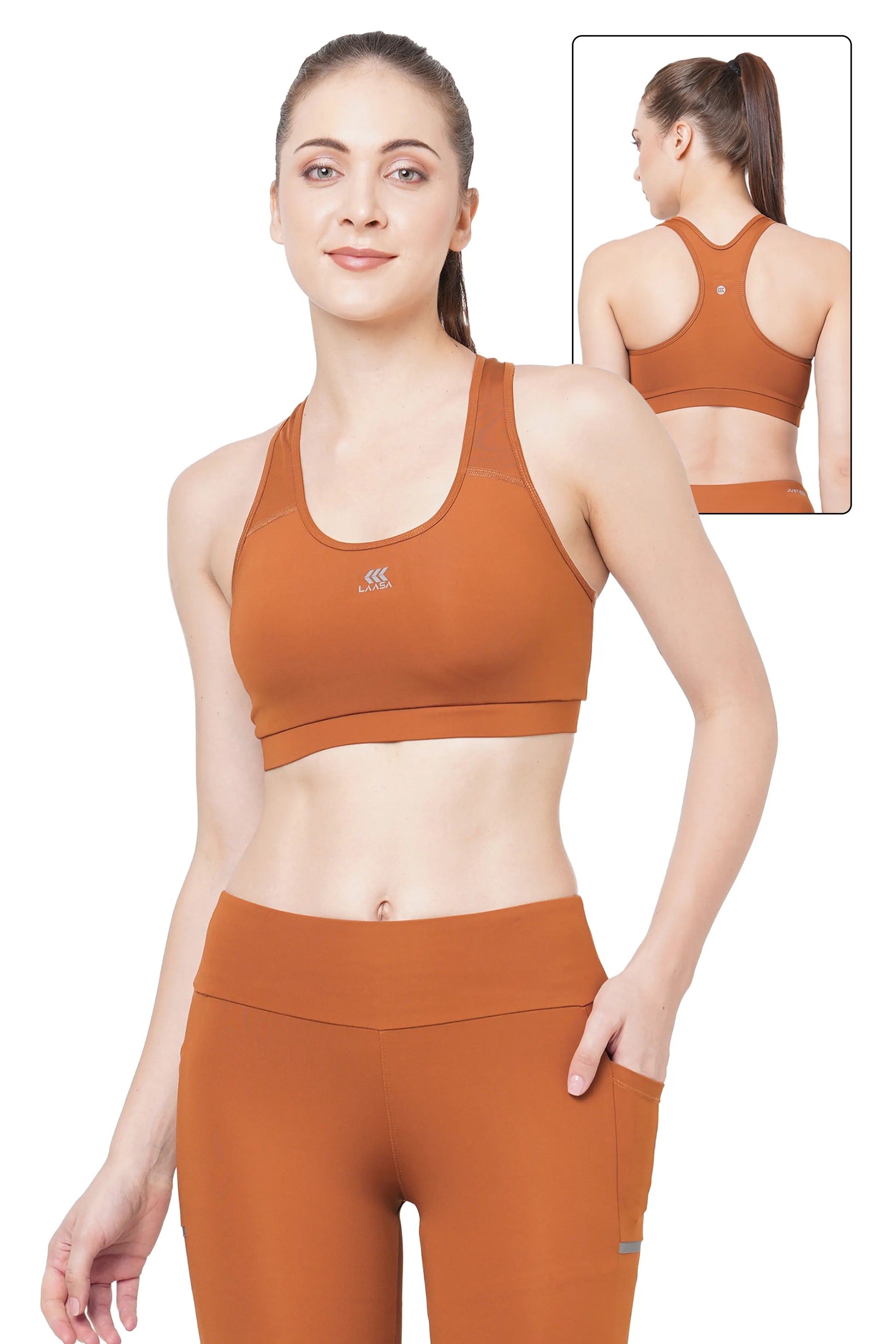 JUST-DRY Honey Ginger High Impact Hit Compression Sports Bra for