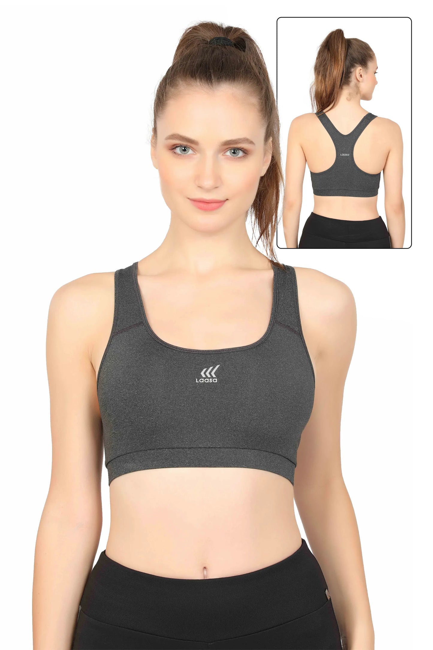 JUST-DRY FREEDOM TO MOVE SPACE DYED SPORTS BRA WITH REMOVABLE PADS