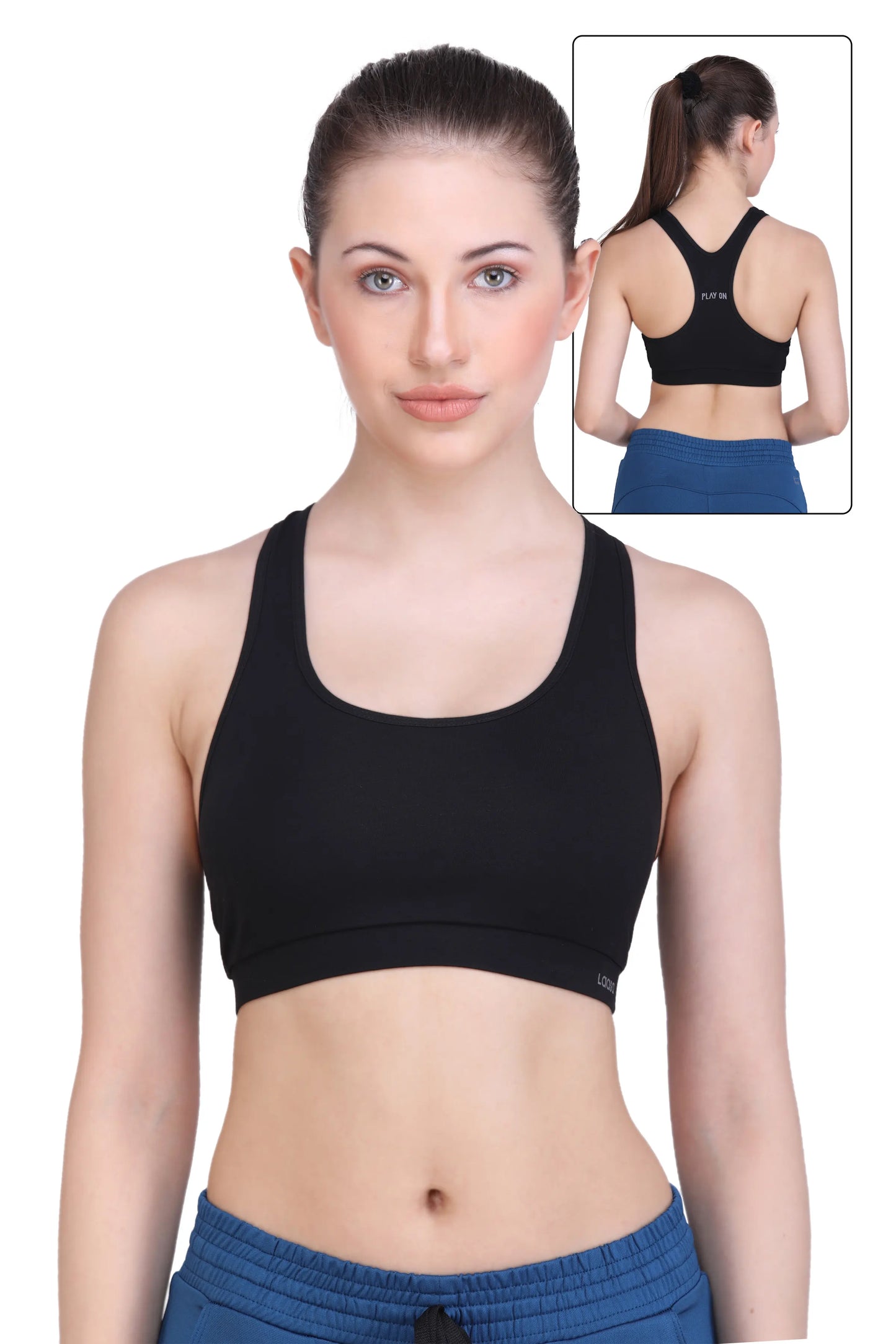 SOFT COTTON SPORTS BRA WITH REMOVABLE PADS