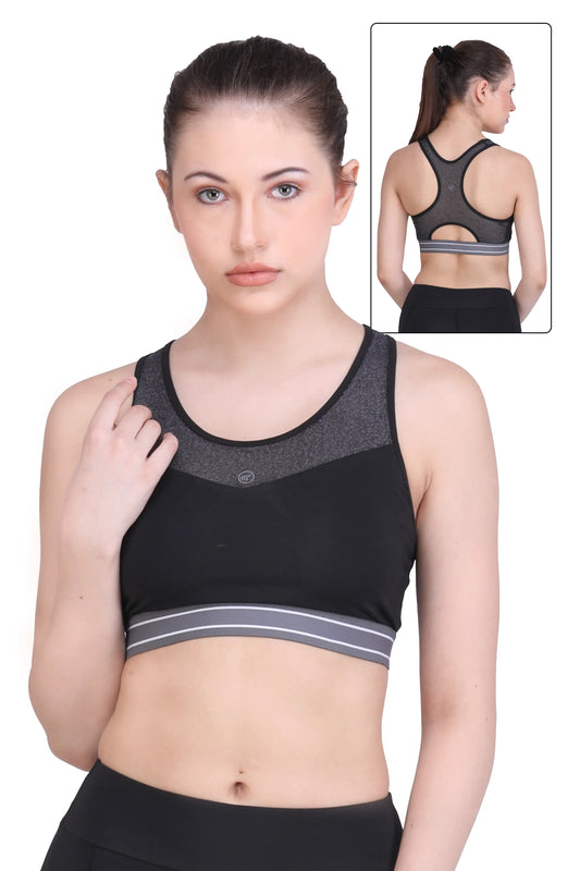 HIGH SUPPORT MESH SPORTS BRA WITH REMOVABLE PADS