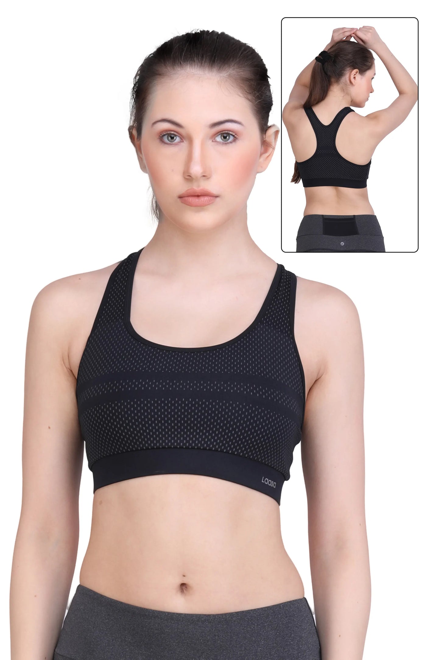 DOT PRINTED JUST-DRY HIGH IMPACT RUNNING SPORTS BRA