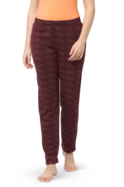 WOMEN'S PRINTED PYJAMAS WITH DOTTED STRIPE & SIDE POCKETS