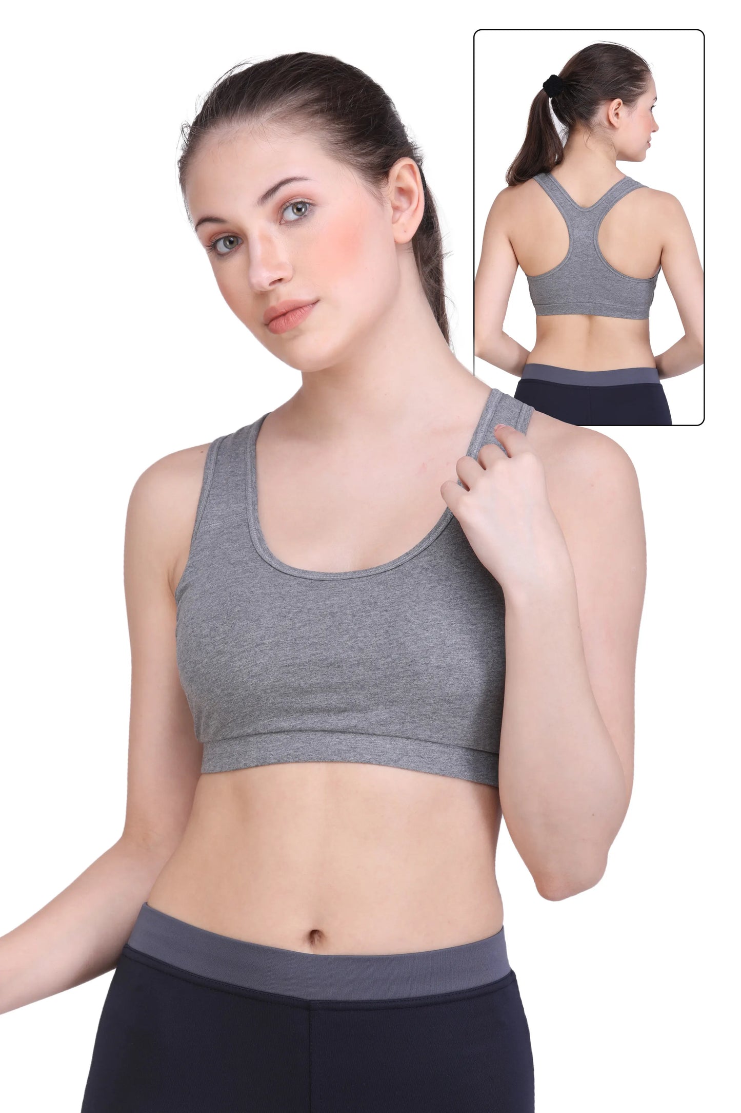 SOFT COTTON SPORTS BRA WITH REMOVABLE PADS