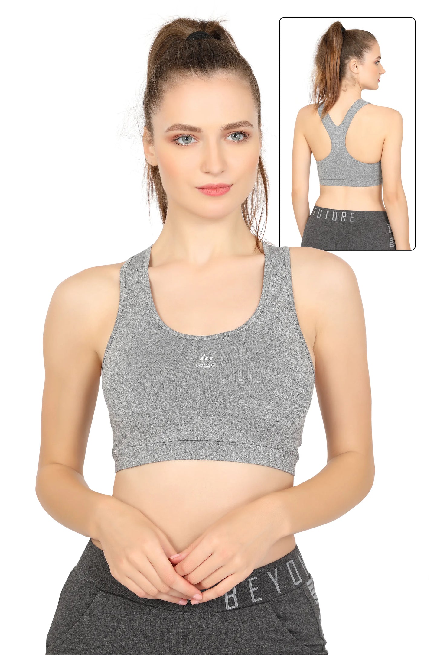 JUST-DRY FREEDOM TO MOVE SPACE DYED SPORTS BRA WITH REMOVABLE PADS