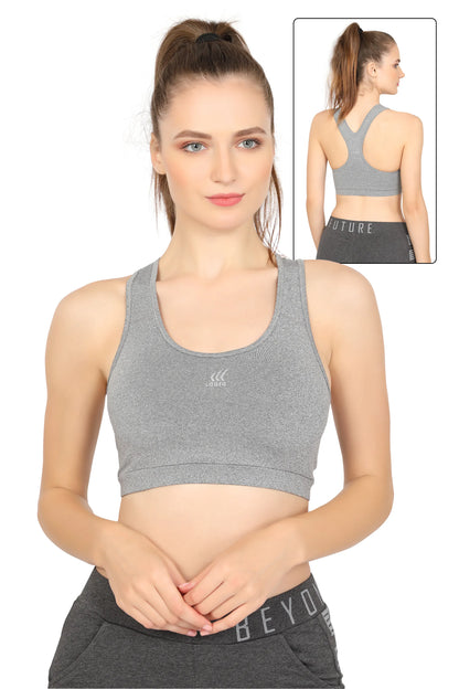 JUST-DRY FREEDOM TO MOVE SPACE DYED SPORTS BRA WITH REMOVABLE PADS