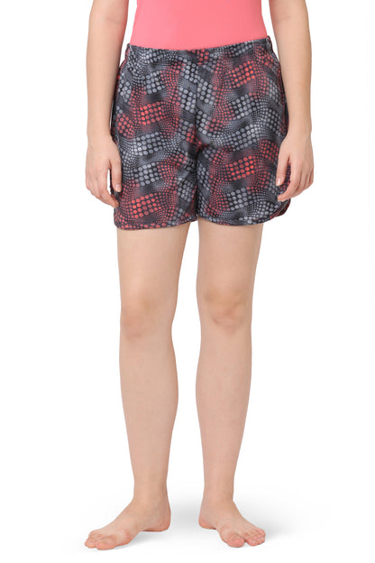 DOT PRINTED COTTON CURVED HEM NIGHT SHORTS