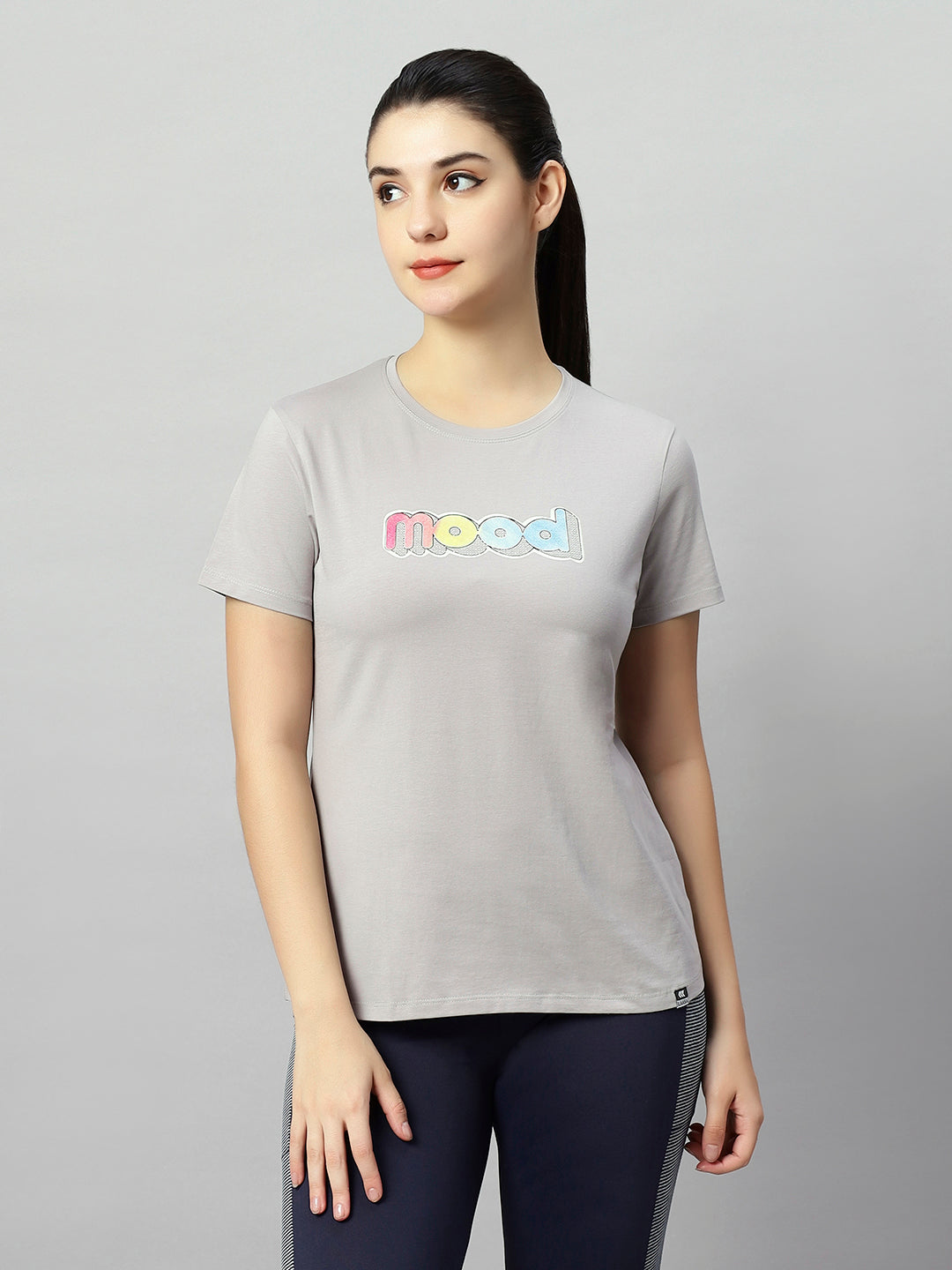 WOMEN COLORFUL MOOD PRINT SOFT COTTON T-SHIRT