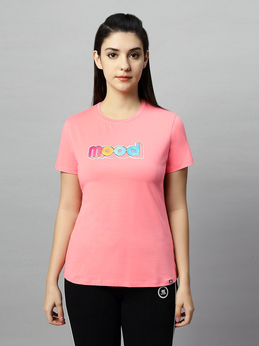 WOMEN COLORFUL MOOD PRINT SOFT COTTON T-SHIRT