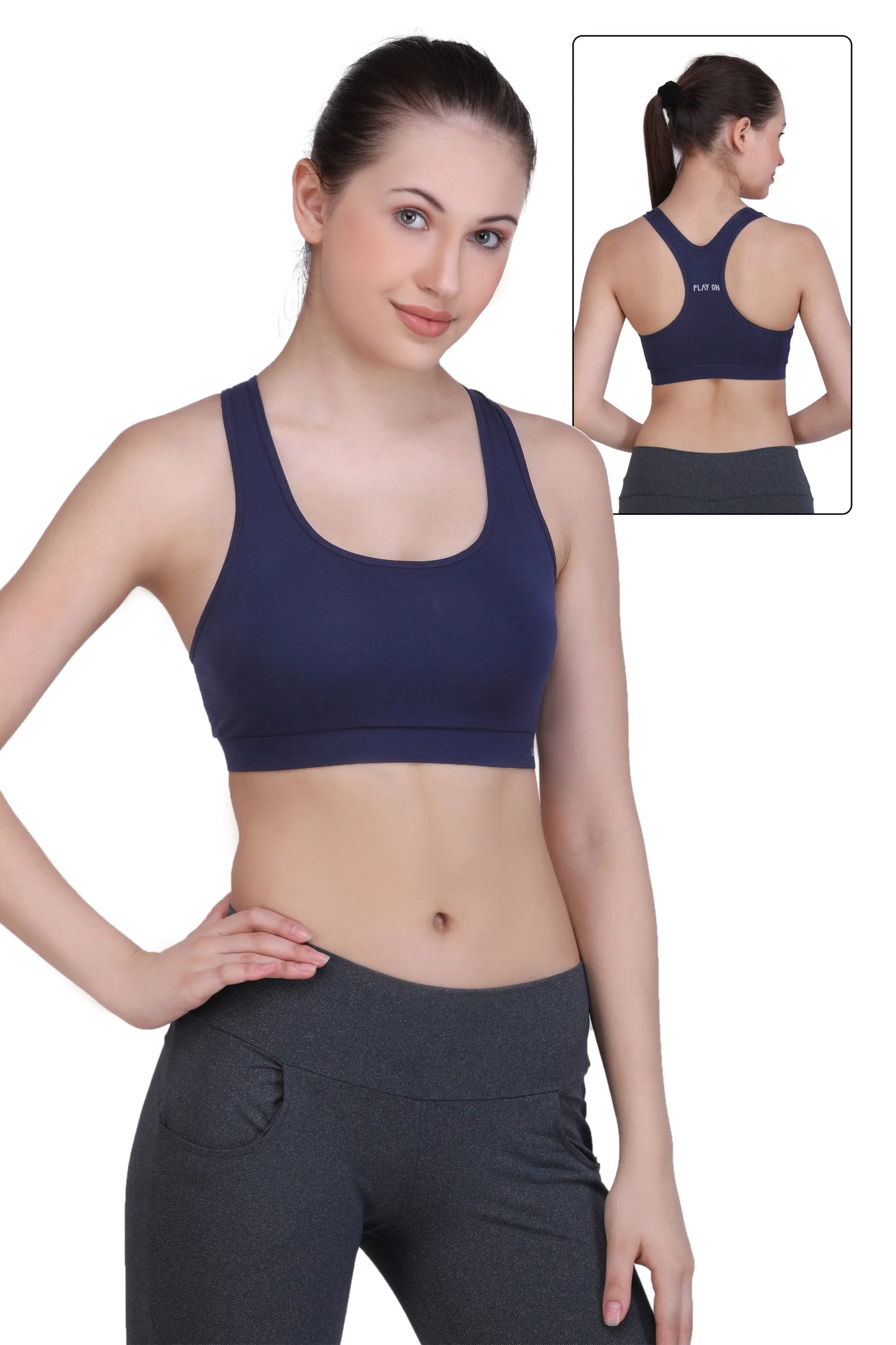 SOFT COTTON SPORTS BRA WITH REMOVABLE PADS