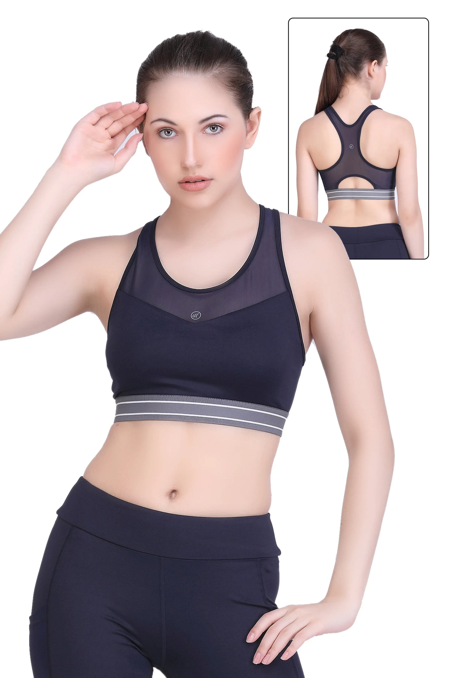 HIGH SUPPORT MESH SPORTS BRA WITH REMOVABLE PADS