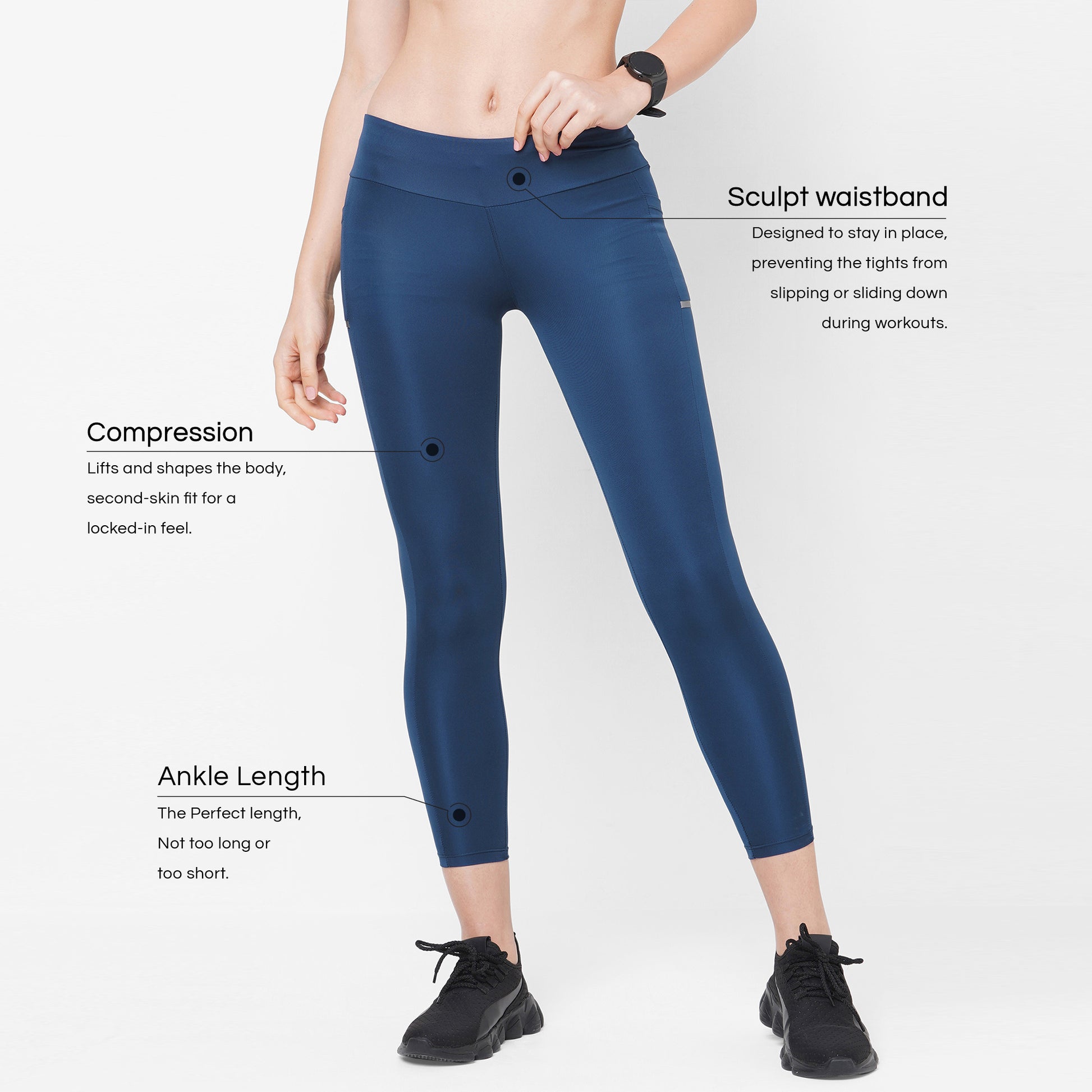 ENSIGN BLUE SKINNY FIT LIGHT-WEIGHT RUNNING TIGHTS – Laasa Sports