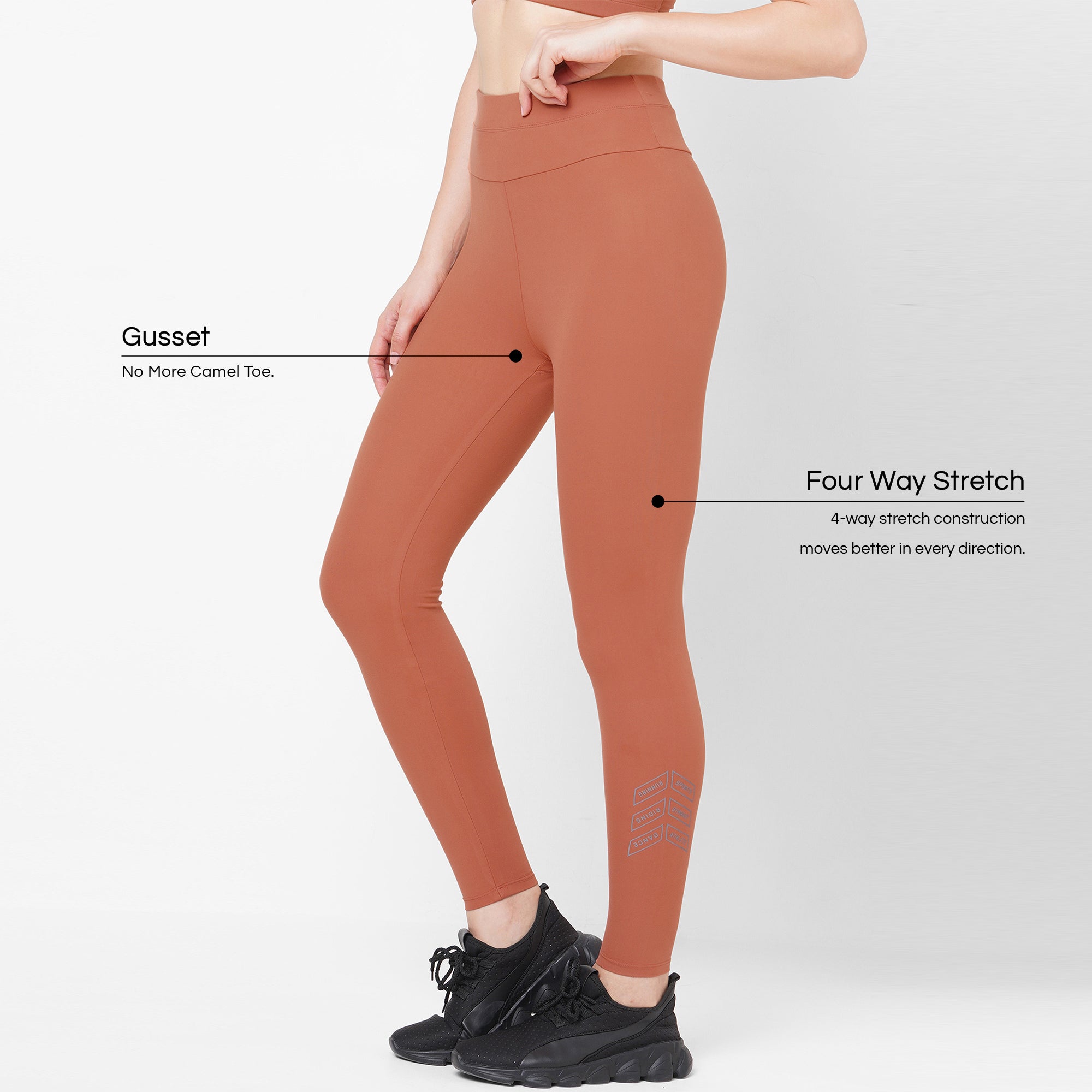 JUST-DRY Cocoa Brown 7/8 High Waist Running Tights for Women – Laasa Sports