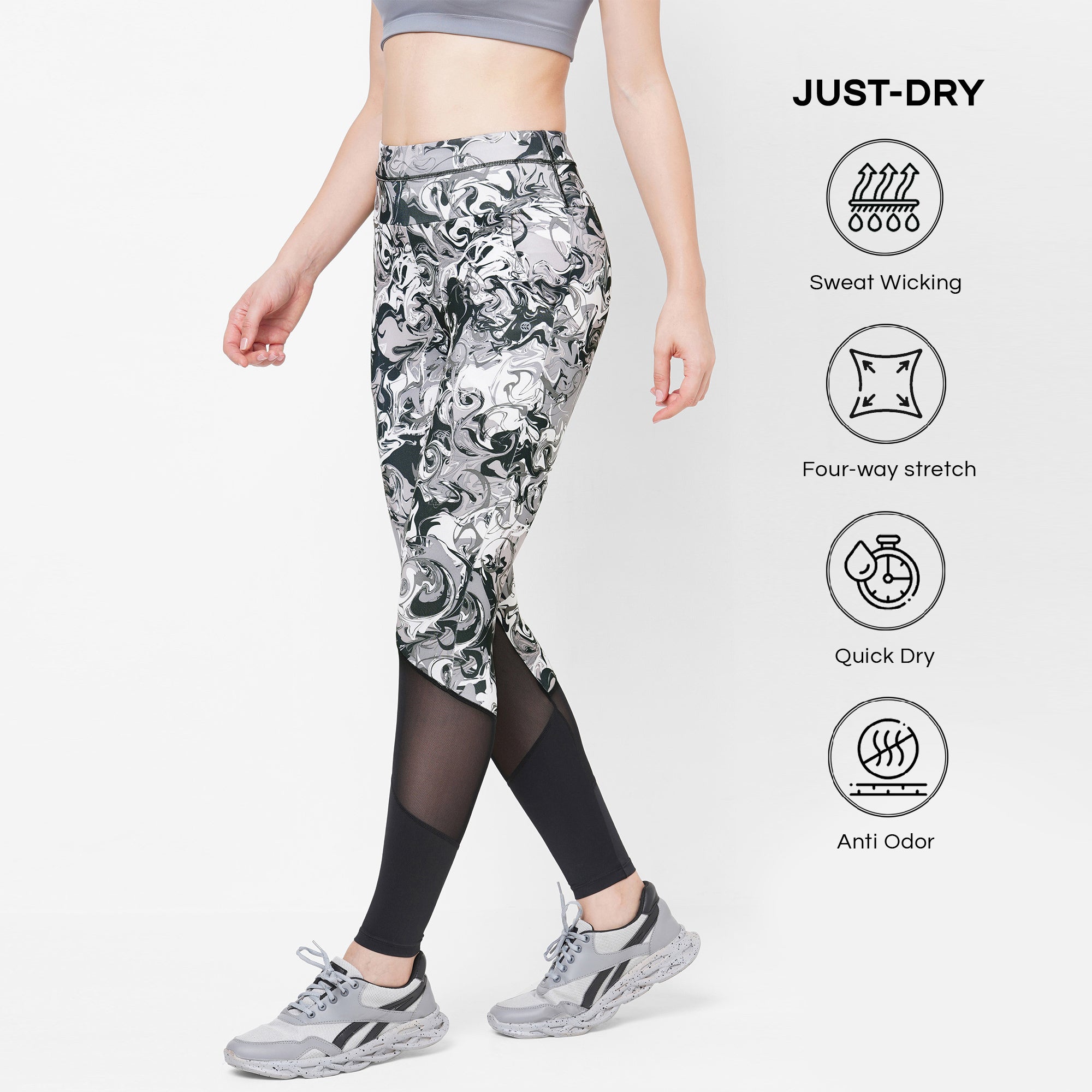 Blue Abstract Printed Gymwear Leggings | EST-CHAGYM-030 | Cilory.com