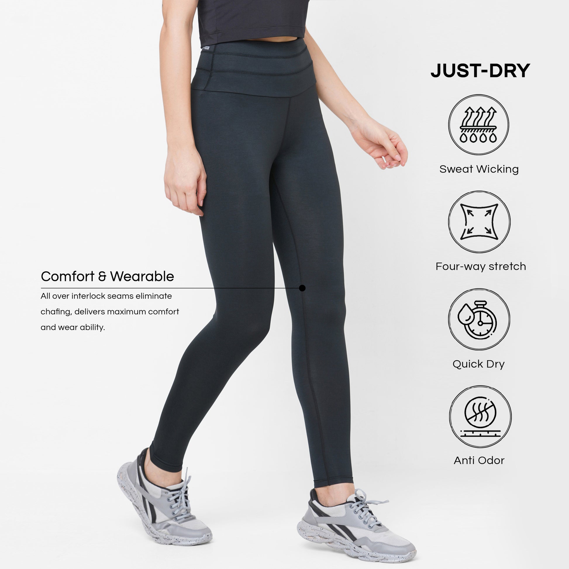 Gray women's leggings with Just Do It print