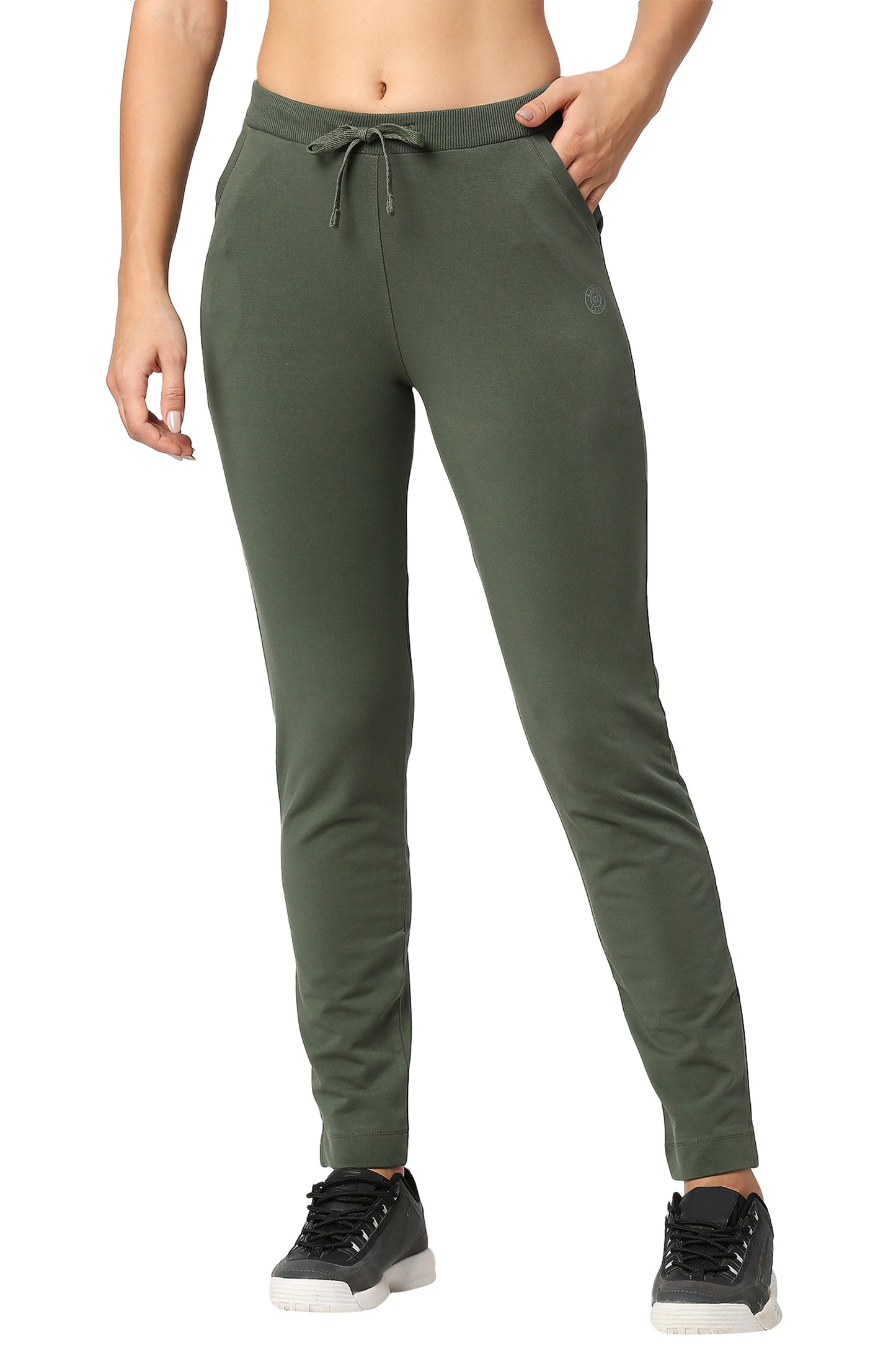 WOMEN'S STRAIGHT FIT SPLIT HEM YOGA COTTON TRACK PANT