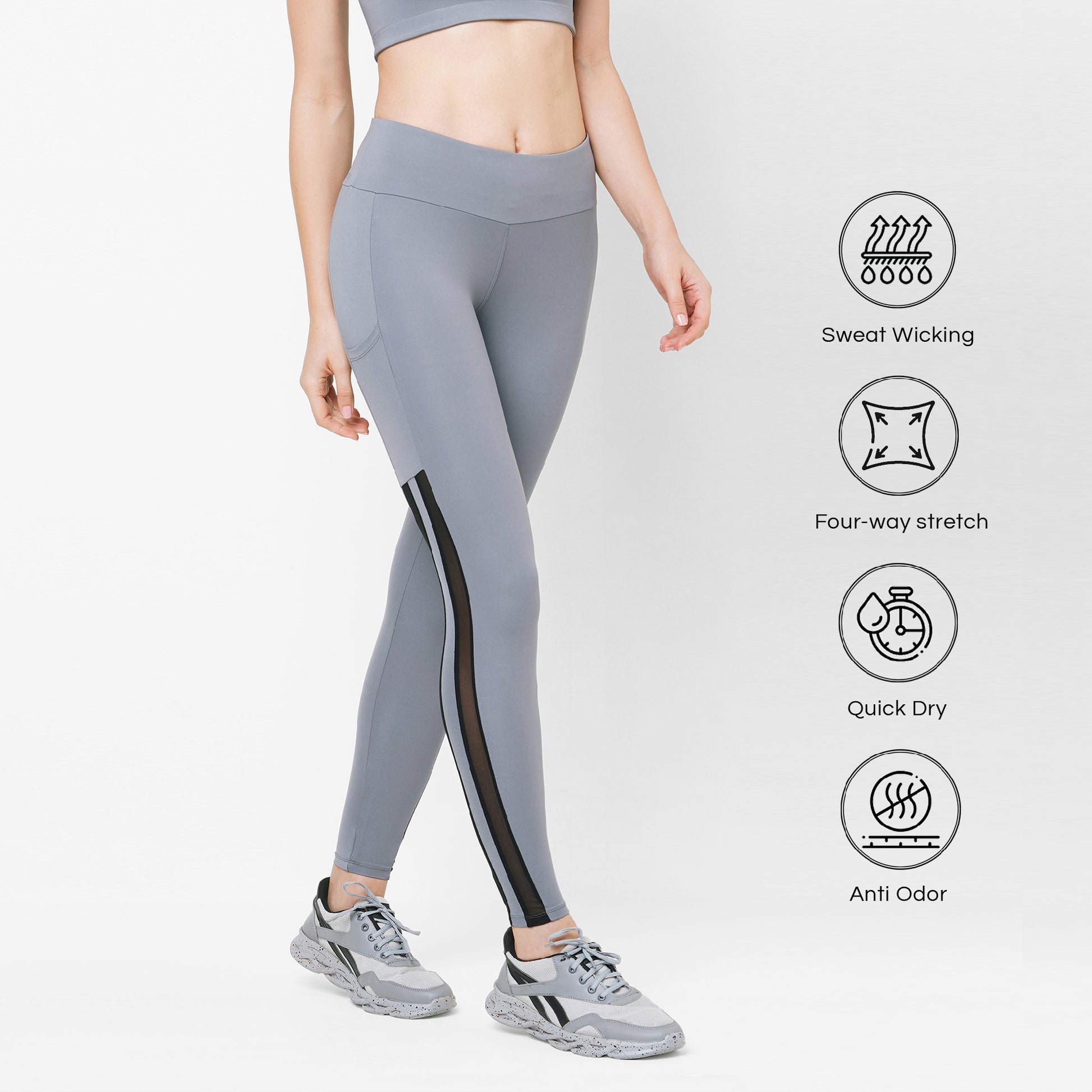 Buy Women's Microfiber Elastane Stretch Panel Printed Performance Leggings  with Coin Pocket and Stay Dry Technology - Sky Captain MW21