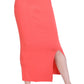 WOMEN'S SOLID MID-CALF PENCIL SKIRT WITH SIDE SLIT