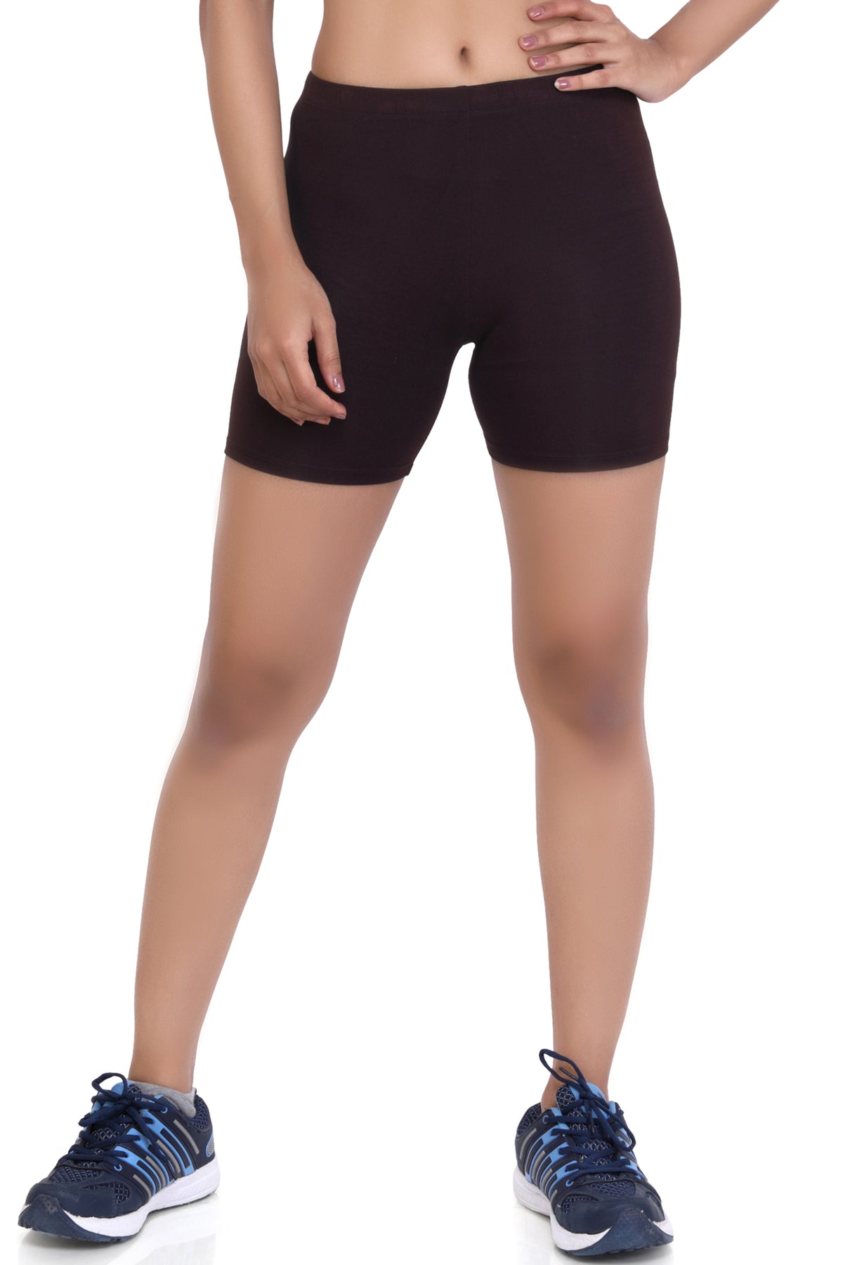 WOMEN'S SOLID INNER & OUTER WEAR ACTIVE HOT SHORTS