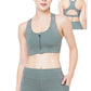 HIGH IMPACT FRONT ZIP SILVER FOIL PRINT SPORTS BRA