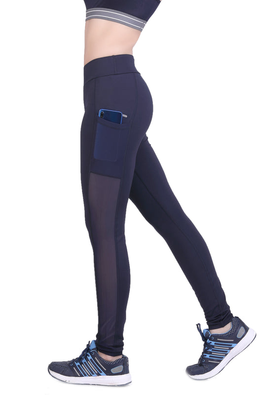 Mesh Side Pockets Sports Yoga Pants High Waist Workout Gym Women